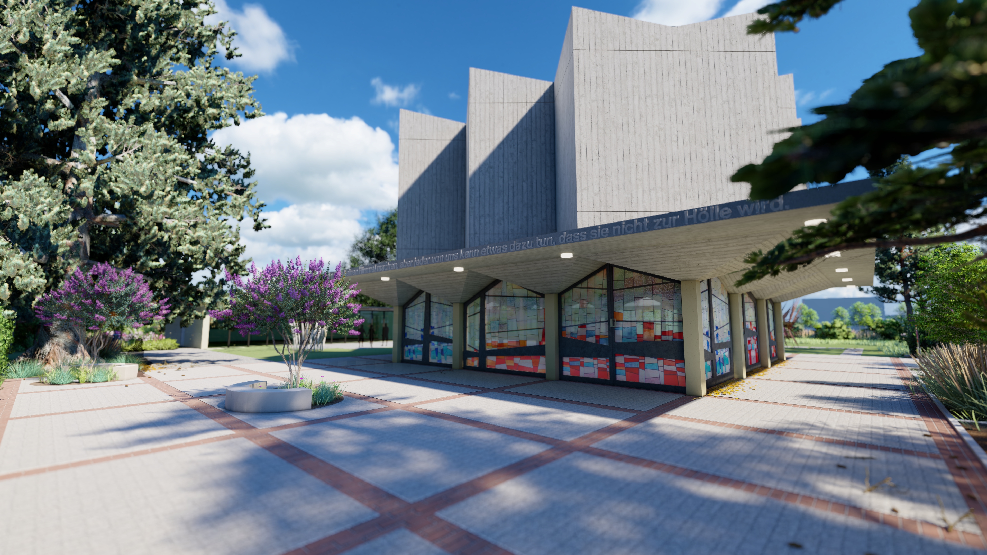 Außenansicht der Trauerhalle nach der Sanierung