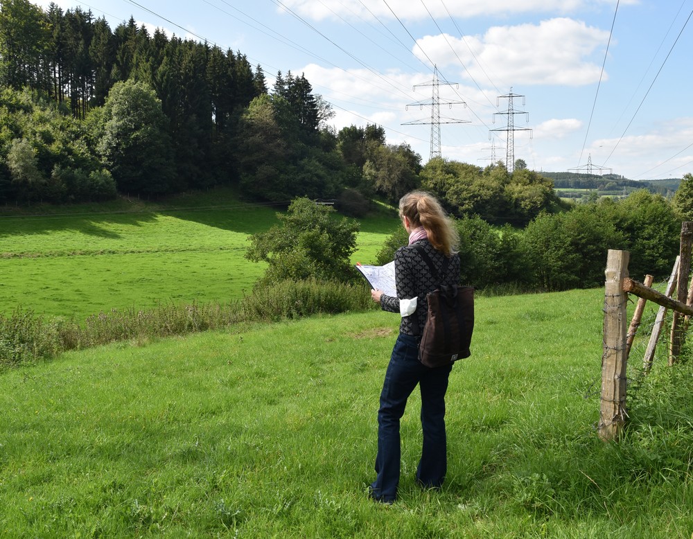 Mitarbeiterin auf einer Wiese