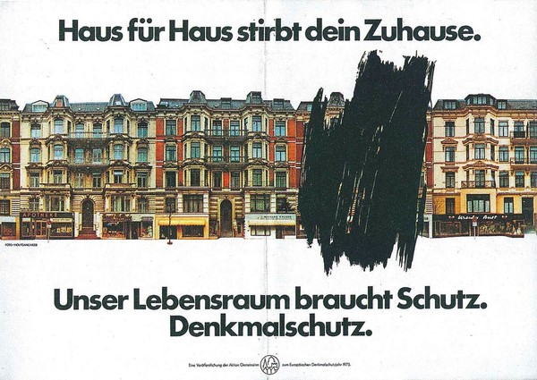 Plakat des Deutschen Nationalkomitees für Denkmalschutz (DNK) aus dem Jahr 1975