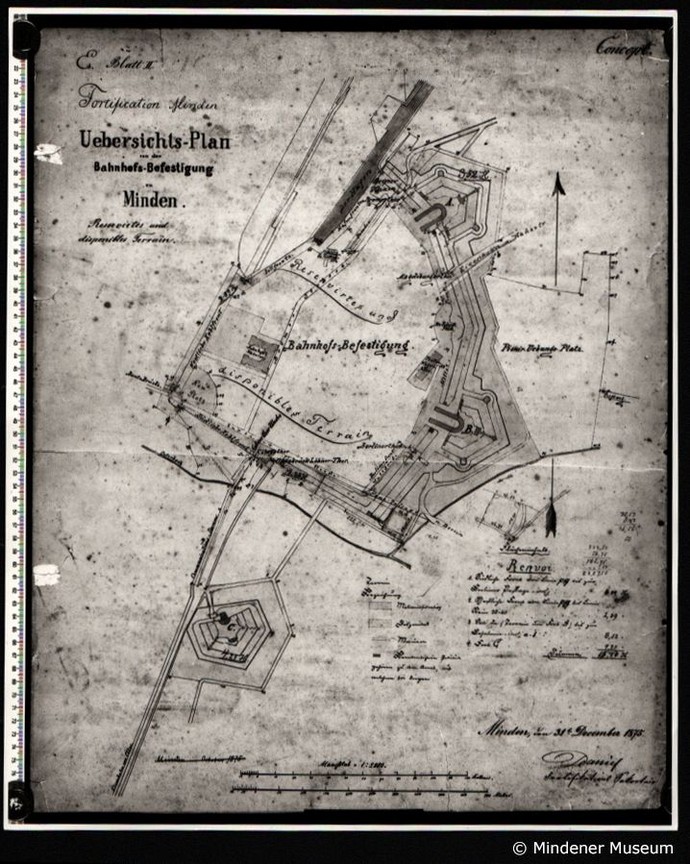 Übersichtsplan von der Bahnhofsbefestigung aus dem Jahr 1875