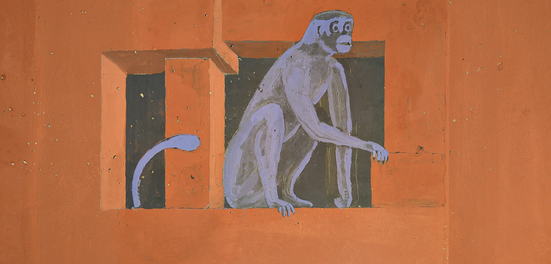 Ausmalung: Affe auf orangenem Grund