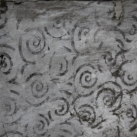 Raumausmalung mit im Biedermeierstil mit Kreisbögen und Spiralen, vor 1850 Raumausmalung mit im Biedermeierstil mit Kreisbögen und Spiralen, vor 1850