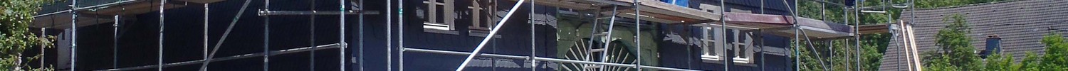 Während der Instandsetzungsmaßnahme, Blick durch die offenen Wände nach draußen.