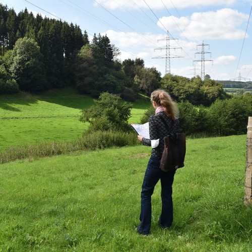 Mitarbeiterin beim Blick in die Landschaft